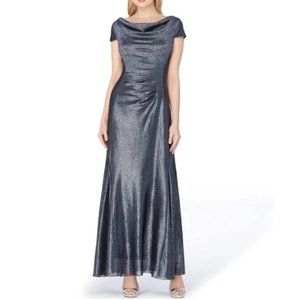 Tahari ASL | Metallic Foil Ruched Gown